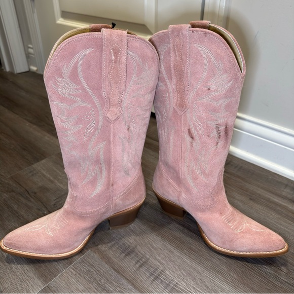 Idyllwind Charmed Life Round Toe Western Cowboy Blush Pink Suede Boots - Picture 4 of 10